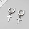 4 Pairs Punk Steel-color Stainless Steel Cross Earrings Studs For Men/Women Street Cross Punk Gothic Fake Earrings Zircon Gift