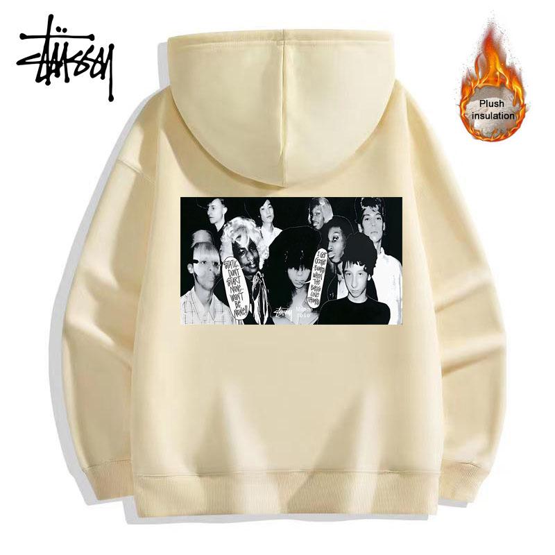 

Stussy осень/зима утолщенная плюшевая толстовка с принтом чернобурки и лисы высокого качества из хлопка высокого качества Stussy с принтом персонажей