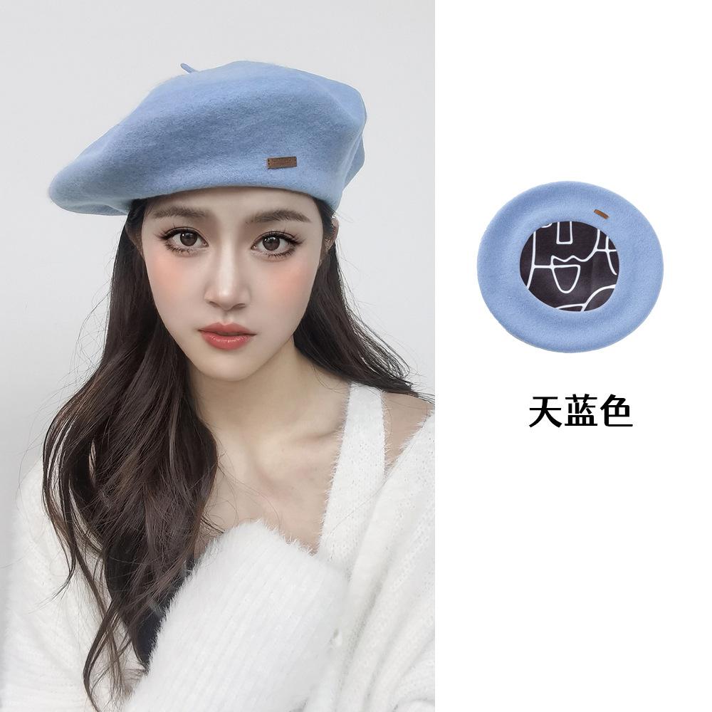 Große Größe 60 cm Wollbarett Wintermützen für Damen Warm halten Mode Malerhut Damen Einfarbige Boina Lässige Beanie Große Größe