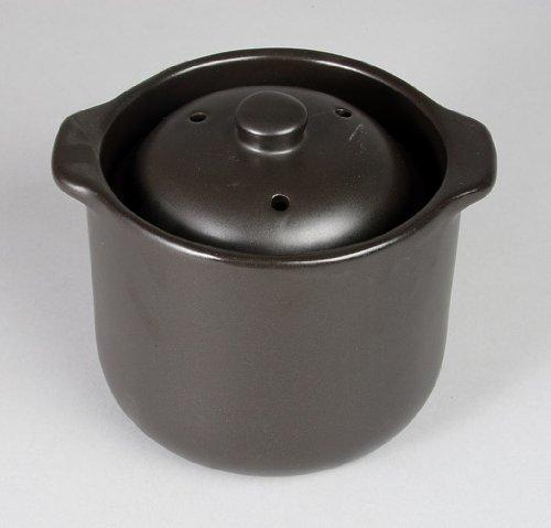 Sento Senka Pottery CeraCook Microwave Rice Cooker (Double Lid) Black Glaze (1.5 cups) 10-05