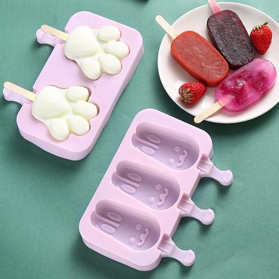 One-piece Ice Cream Mold with Lid and Stick Ice Tray Homemade Silicone Ice Cream Popsicle Mold DIY Ice Cream Mold