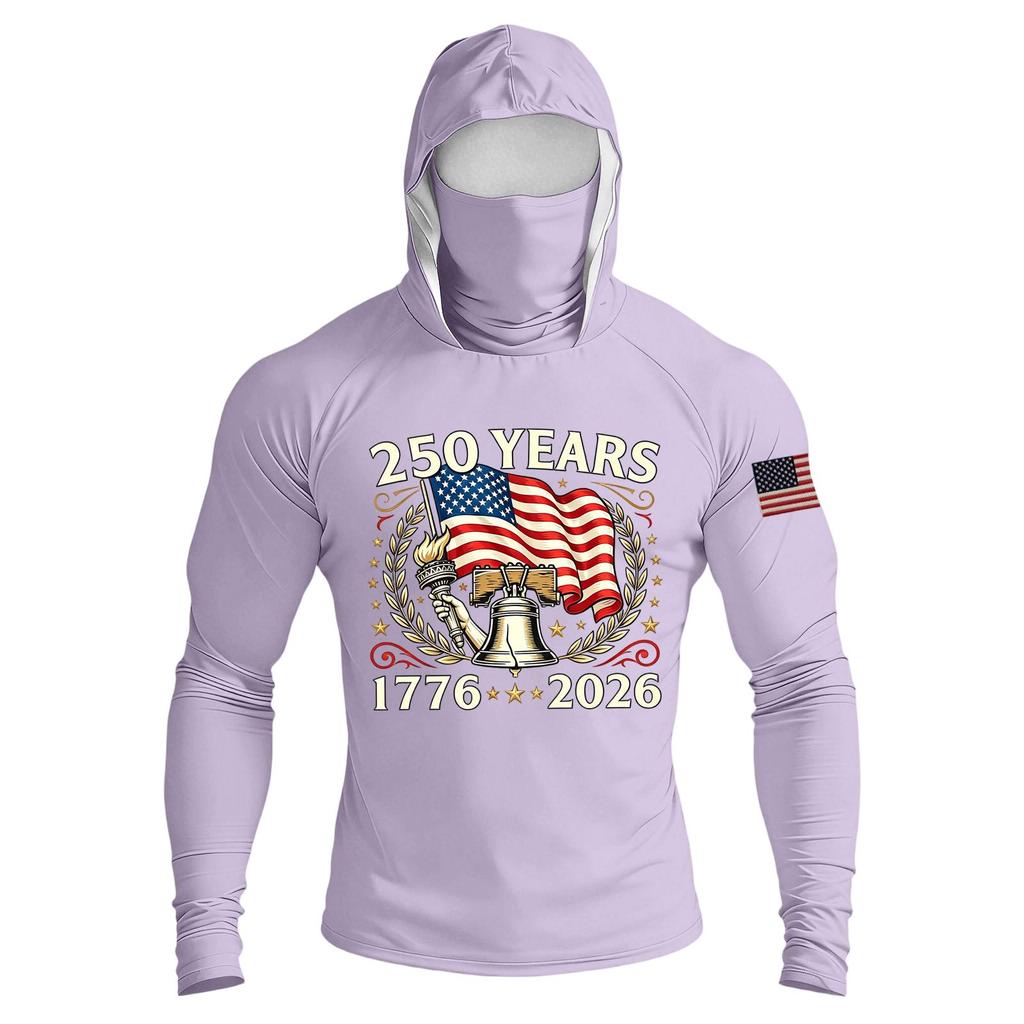 Men's Casual Raglan Sleeve Hooded Long Sleeve Sun Protection Shirt Lightweight Breathable Outdoor Sports Top with Face Cover and Thumb Holes
