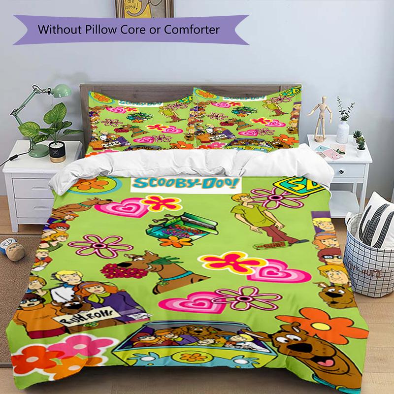 3pcs Duvet Cover Set (1*Duvet Cover + 2*Pillowcase, Without Core), Scooby Print Bedding Set, Bedroom Decor, All‑Season, Birthday Gift