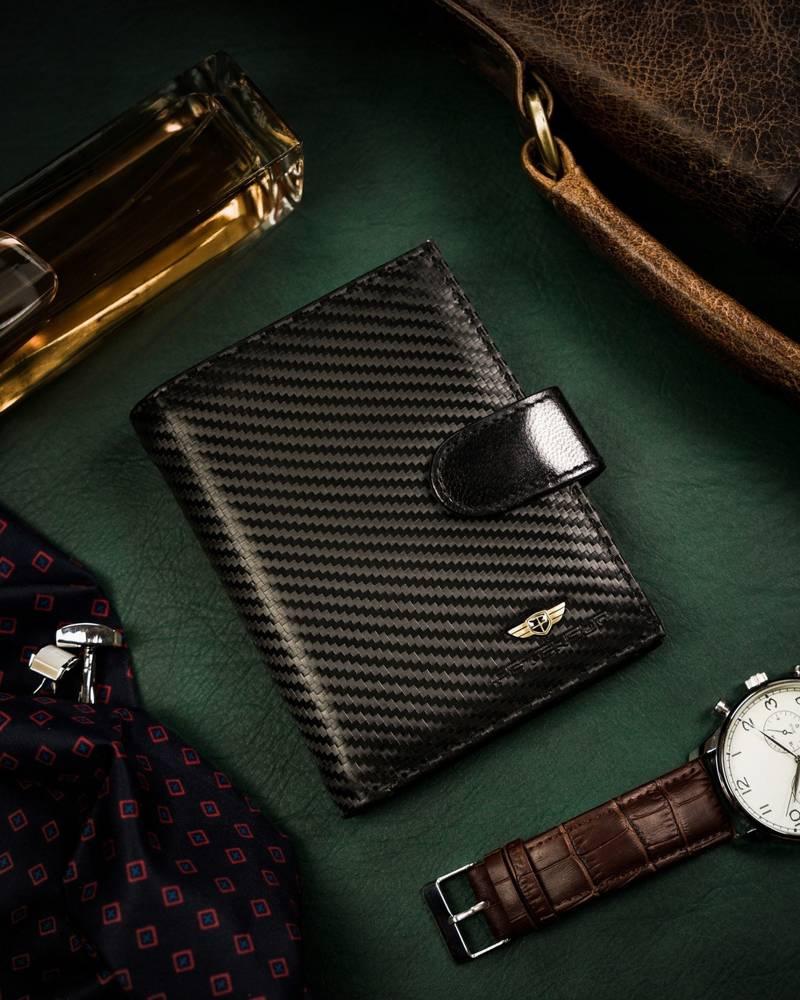 Men's Vertical Leather Wallet with a Snap Closure - Peterson