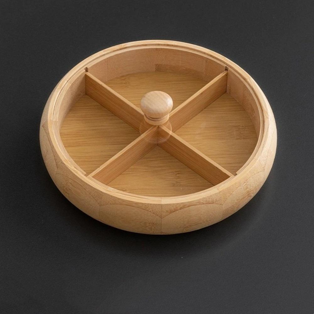 

4-Compartment Snack Serving Trays Wooden Dried Fruit Box Snack Plate Fruit Tray Kitchen Use