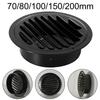 Grille d'aération ronde en acier inoxydable noir pour conduit d'extraction de hotte aspirante, aérateur d'extraction pour mur extérieur 70-200mm