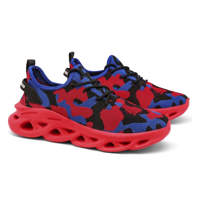 Sneakers Men Mesh Breathable Running Sport Shoes Man Light Soft Thick Sole Hole Mens Shoes Athletic Sneakers for Men Red