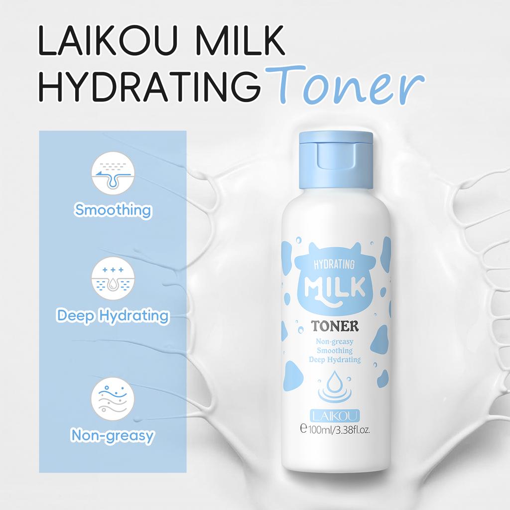 LAIKOU Hydratační pleťová voda s mlékem Hloubkově hydratační pleťová voda Vyhlazující Nemastný čistič pleti 100 ml