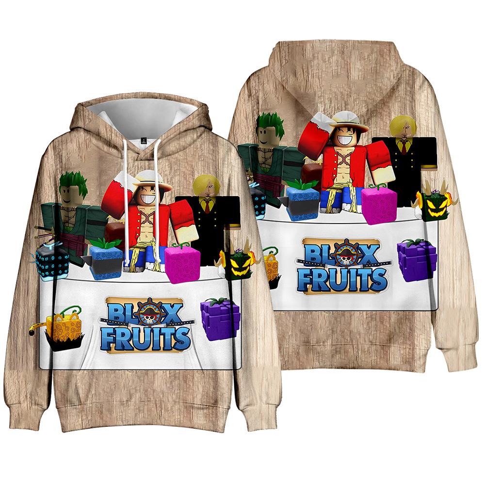 Mens Womens ROBLOX Hoodie Blox Fruits Hoodies Anime Streetwear Casual Printed Hooded Pullover Sweatshirts XS
