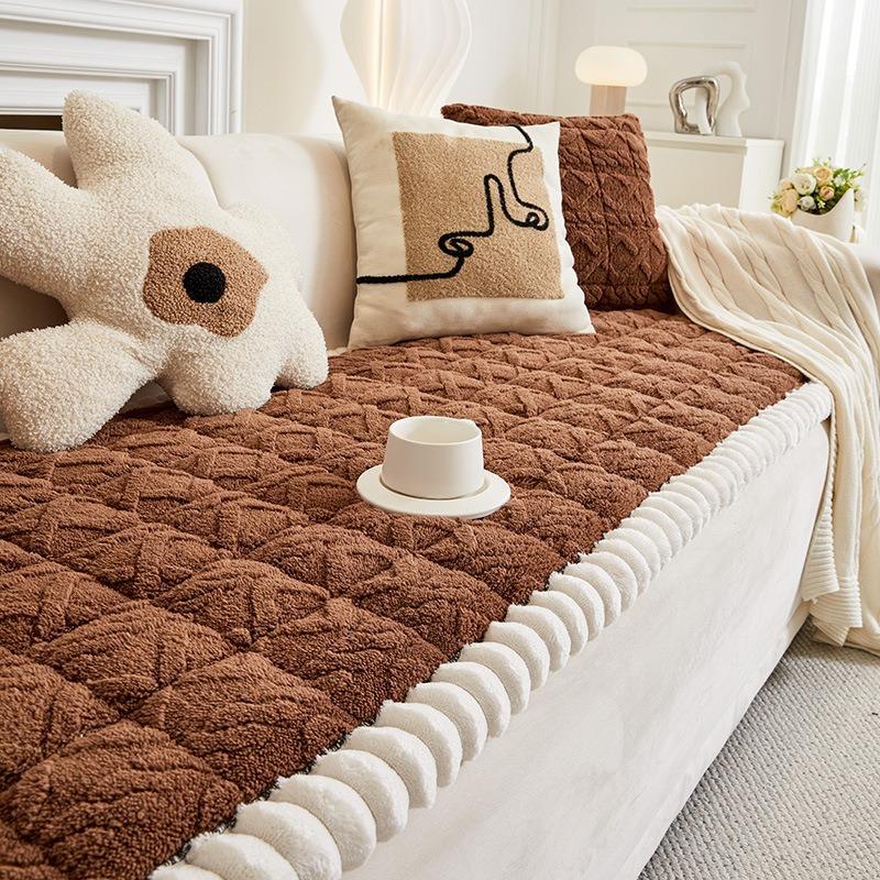 Thickened Steamed Bread Cushion, Simple Non-Slip Sofa Cushion, Plush Straight Row Seat Cushion In Autumn And Winter, New  Seat Cushion