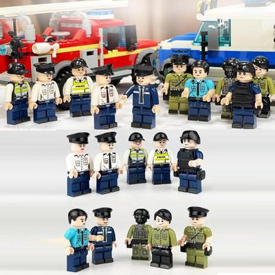 City Police Minifigures Action Doll Assembled Compatible Brand Bricks Blocks Character Model Building Kits Kids Education Toys
