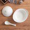 Hotel Ceramic Steamed Egg Cup with Lid, Multi-Purpose Egg Custard & Stew Pot, Bird's Nest Glaze, Pure White