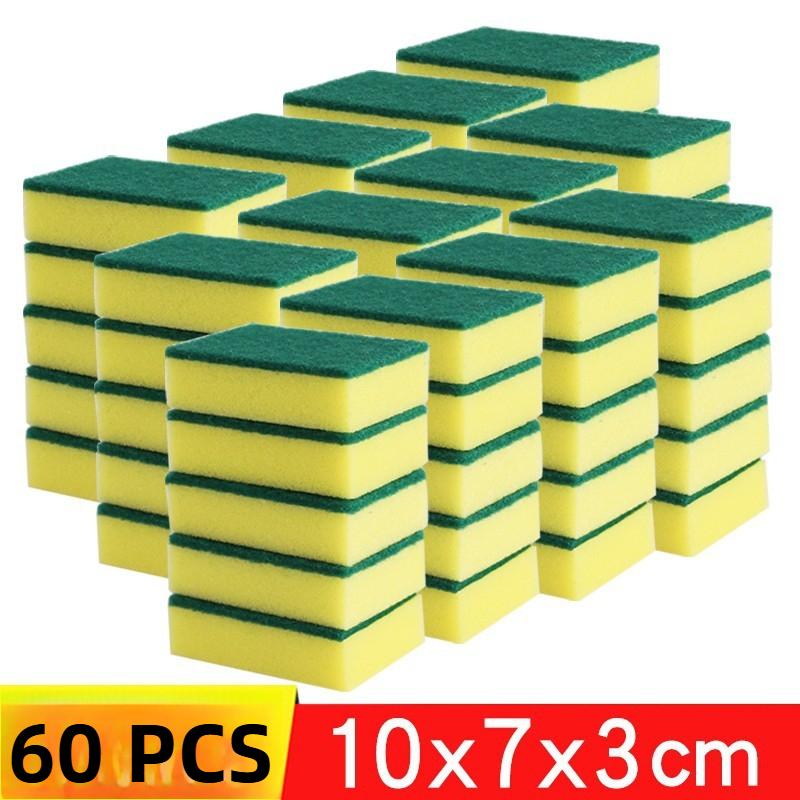 1-60PCS Kitchen Sponges Dual-Sided Scrub Pads Super Absorbent Dish Towel Scratch Resistant Scrubbing Sponge Highly Absorbent