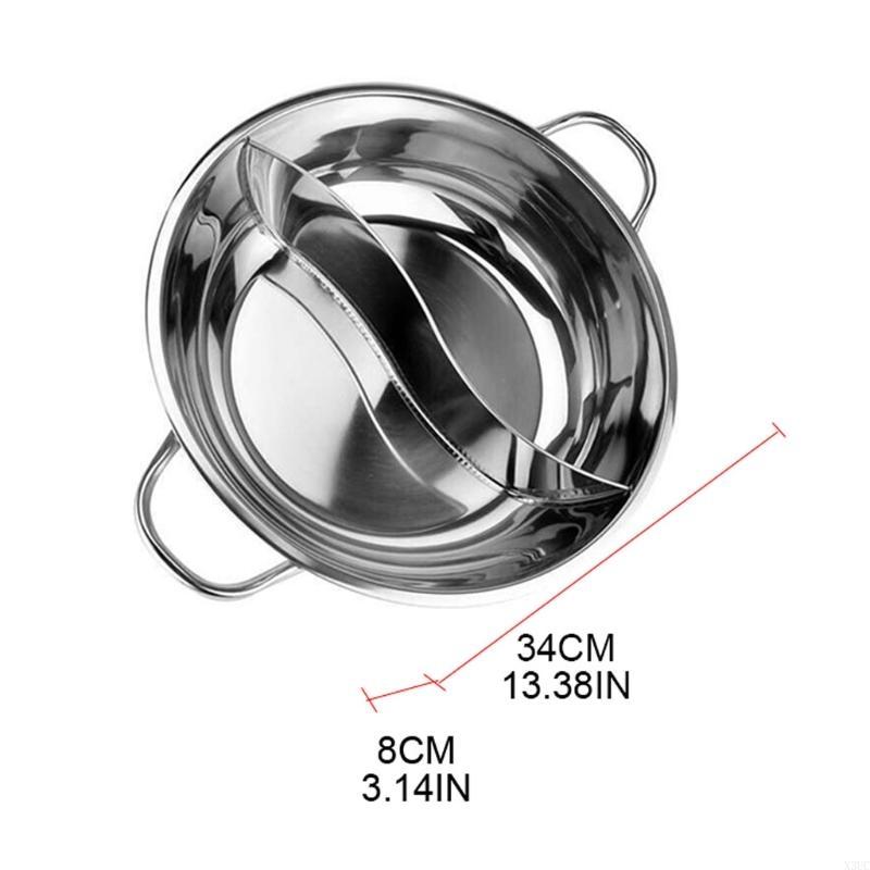 Stainless Steel Pot Hotpot Induction Cooker Gas Stove Compatible Pot Home Kitchen Cookware Soup Cooking Pot Twin Divided X3UC