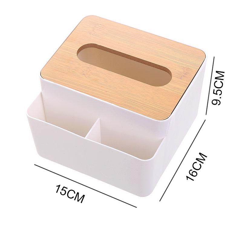 Plastic Tissue Box Wooden Lid Round/Square Napkin Holder Container Wet Tissue Paper Dispenser Case Modern Home Car Organizer