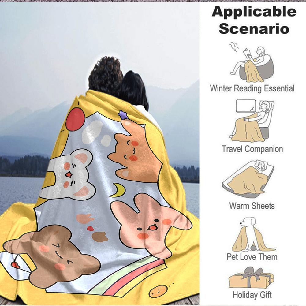 1pc Cute Animal Print Blanket Warm, Cozy, And Soft, Suitable for Sofas, Beds, Cars, And Office Use.Perfect for Camping And Travel, Making It a Great G