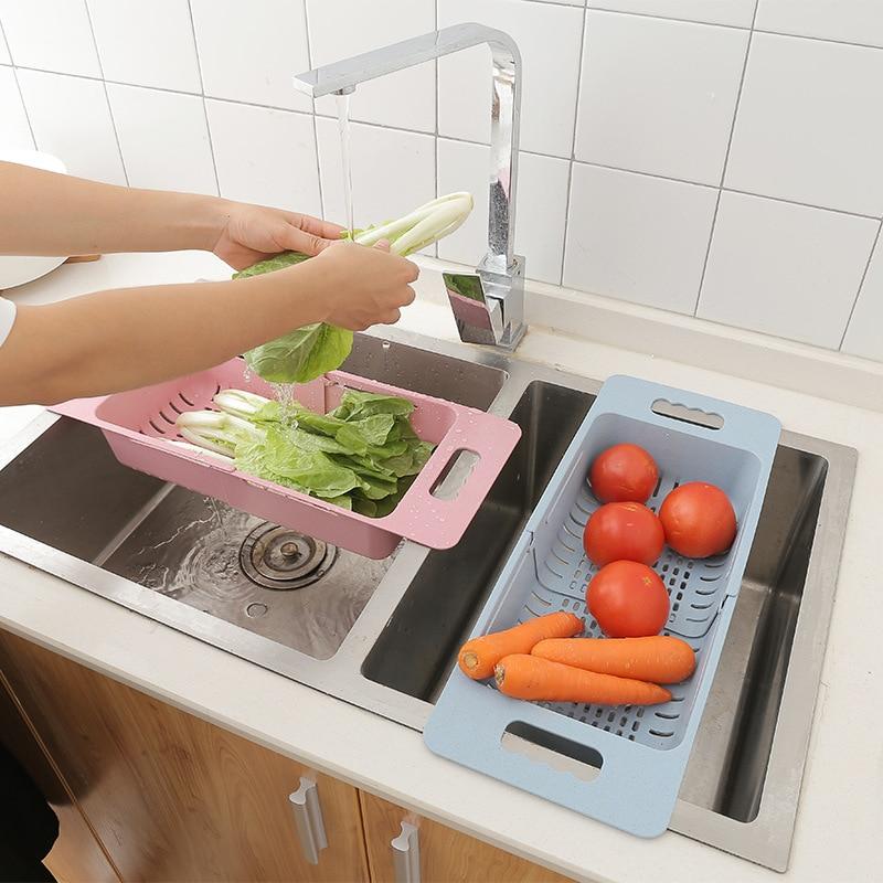 Neues verstellbares Abtropfgestell, Spülbecken-Abflusskorb, Waschen, Gemüse, Obst, Kunststoff, Abtropfgestell, Küchenzubehör