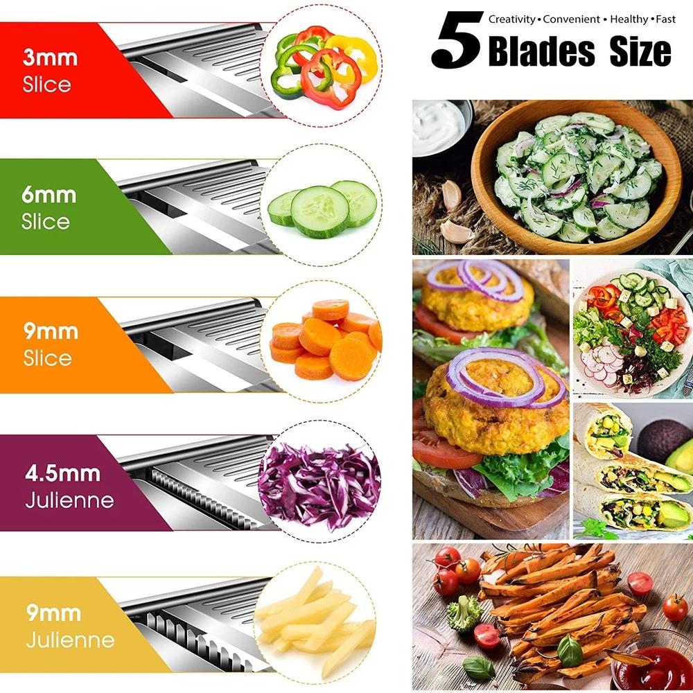 304 Stainless Steel Adjustable Mandoline Vegetable Slicer Professional Cutter Vegetable Grater with Blades Kitchen Gadgets