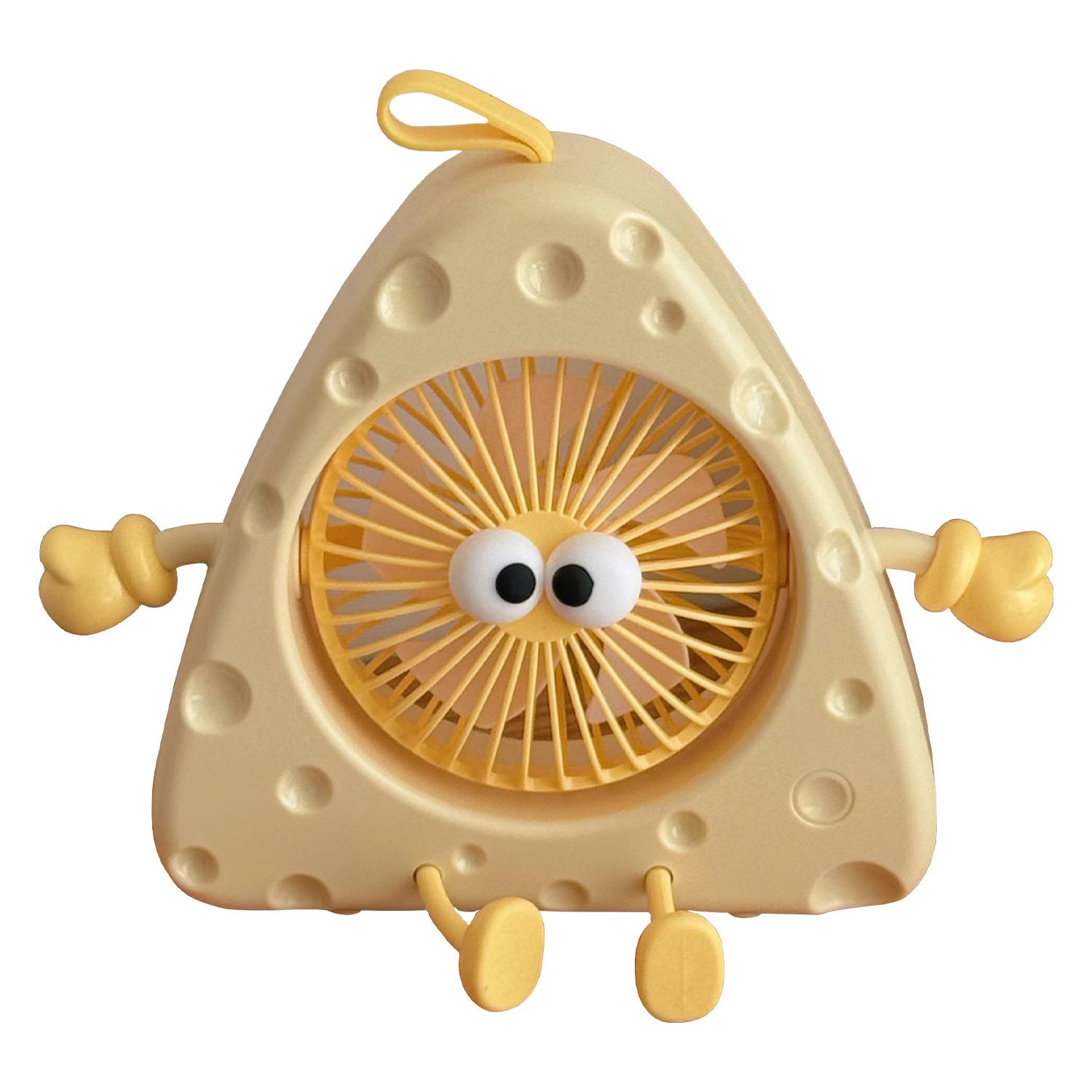 Compact USB Rechargeable Tabletop Fan for Students - Portable & Stylish Brown Triangle Cheese
