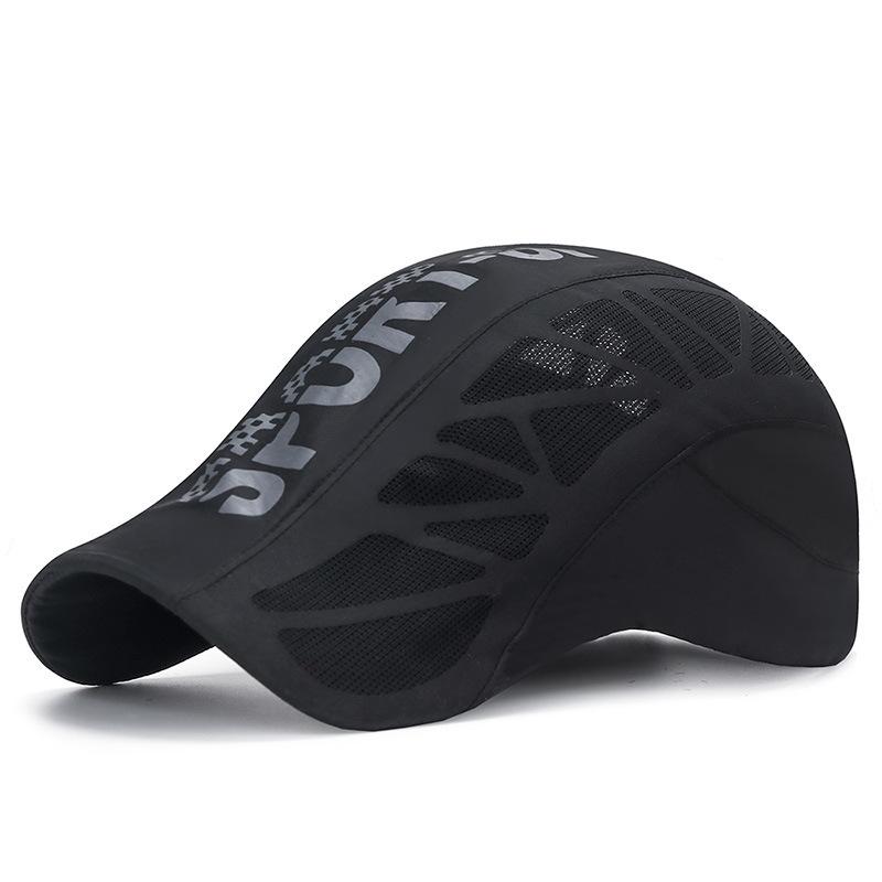 Unisex Breathable Mesh Flat Cap Quick Dry Adjustable Uv Protection Outdoor Sports Running Cycling Sun Hat