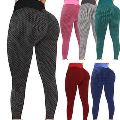 Stylish Women Pants Honeycomb Hip Lift High Waist Stretchy Skinny Leggings Trousers for Yoga