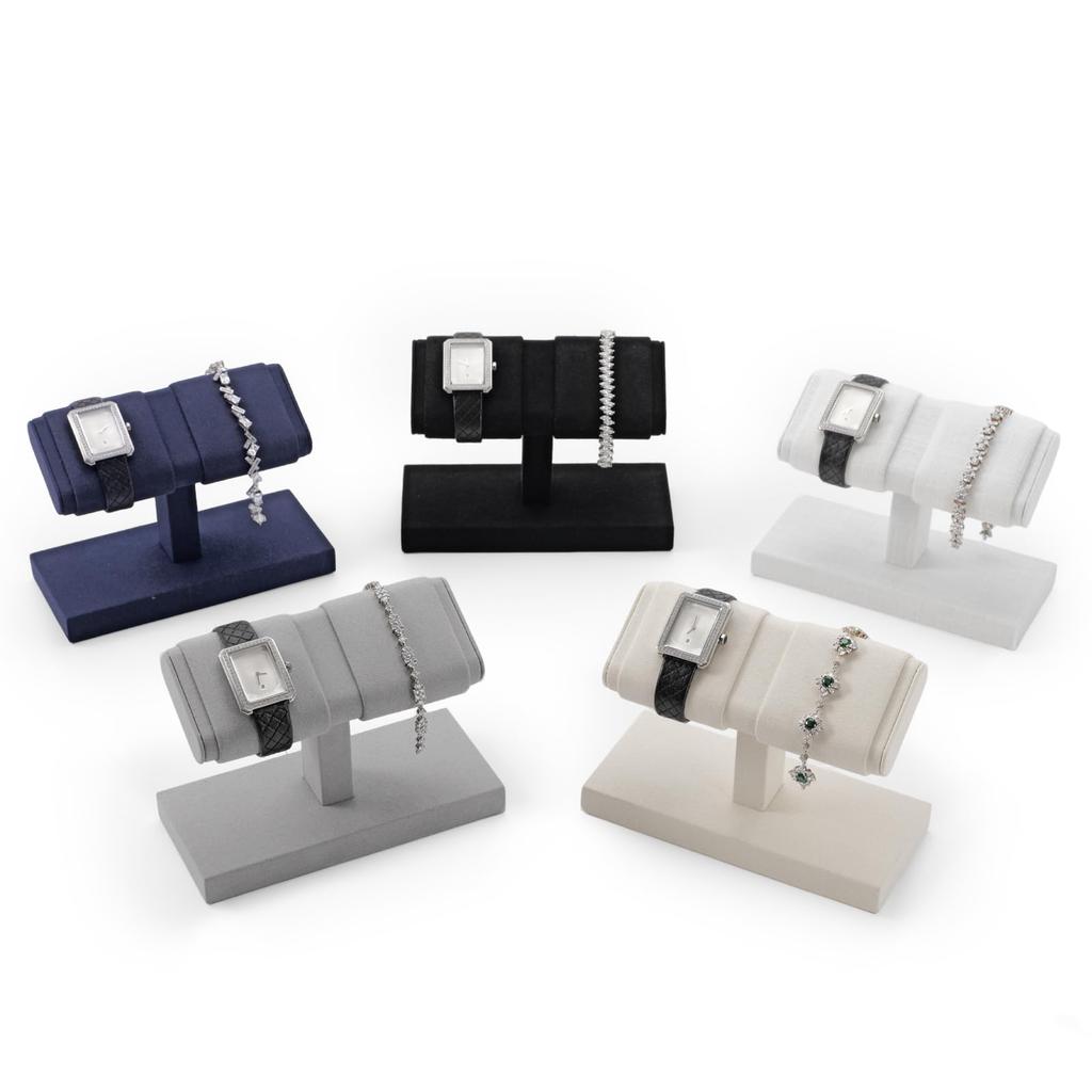 Papten Watch Watch Gift J00602 Stand, 2-Piece Stand, Microfiber, Display, Storage, Photography, Luxury, Stylish, Idea, (Black)