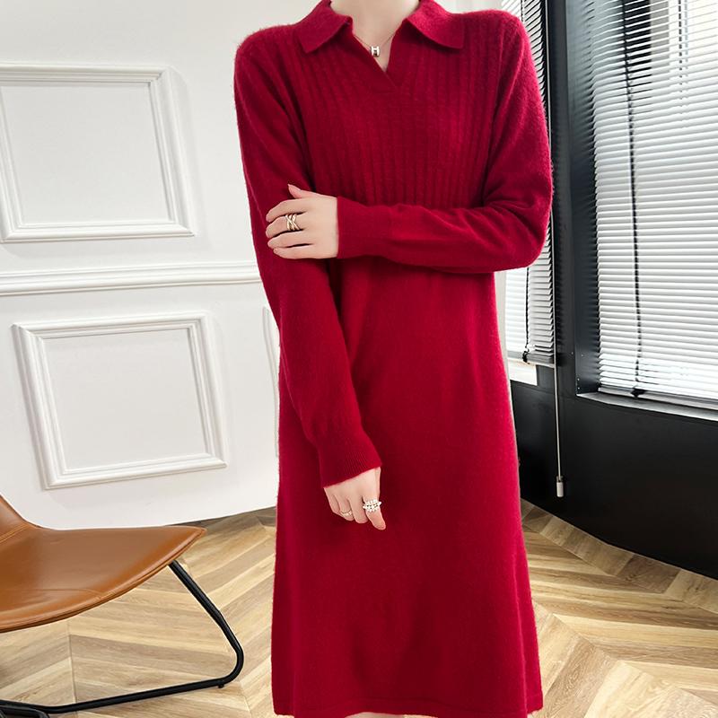 Women's Cashmere Dress Qinghe Cashmere 30% Cashmere 70% Wool Autumn and Winter Cashmere Skirt Soft and Warm