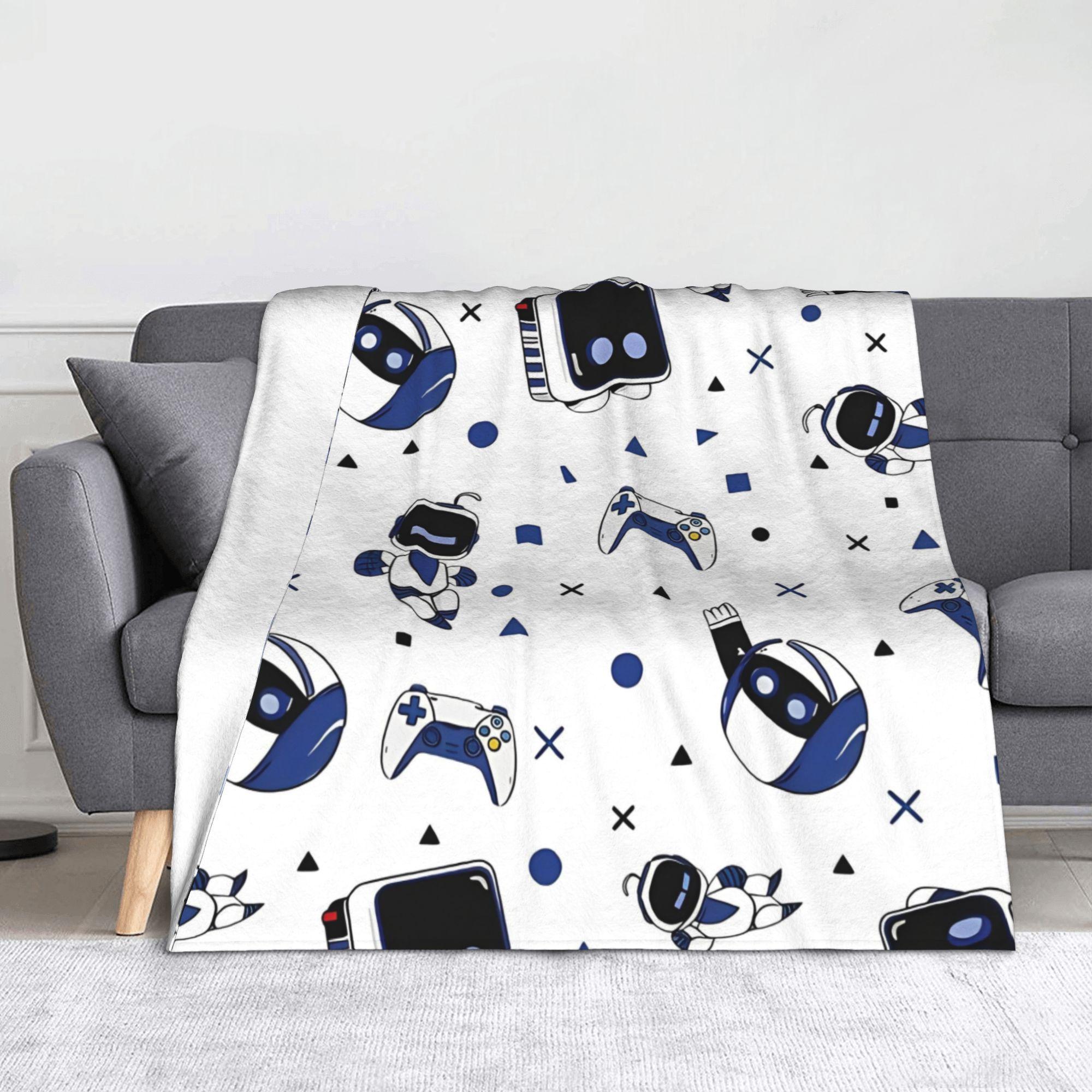 Robots Game Knitted Blanket Flannel Throw Blanket Bedding Couch Printed Lightweight Bedspread 75cmx90cm