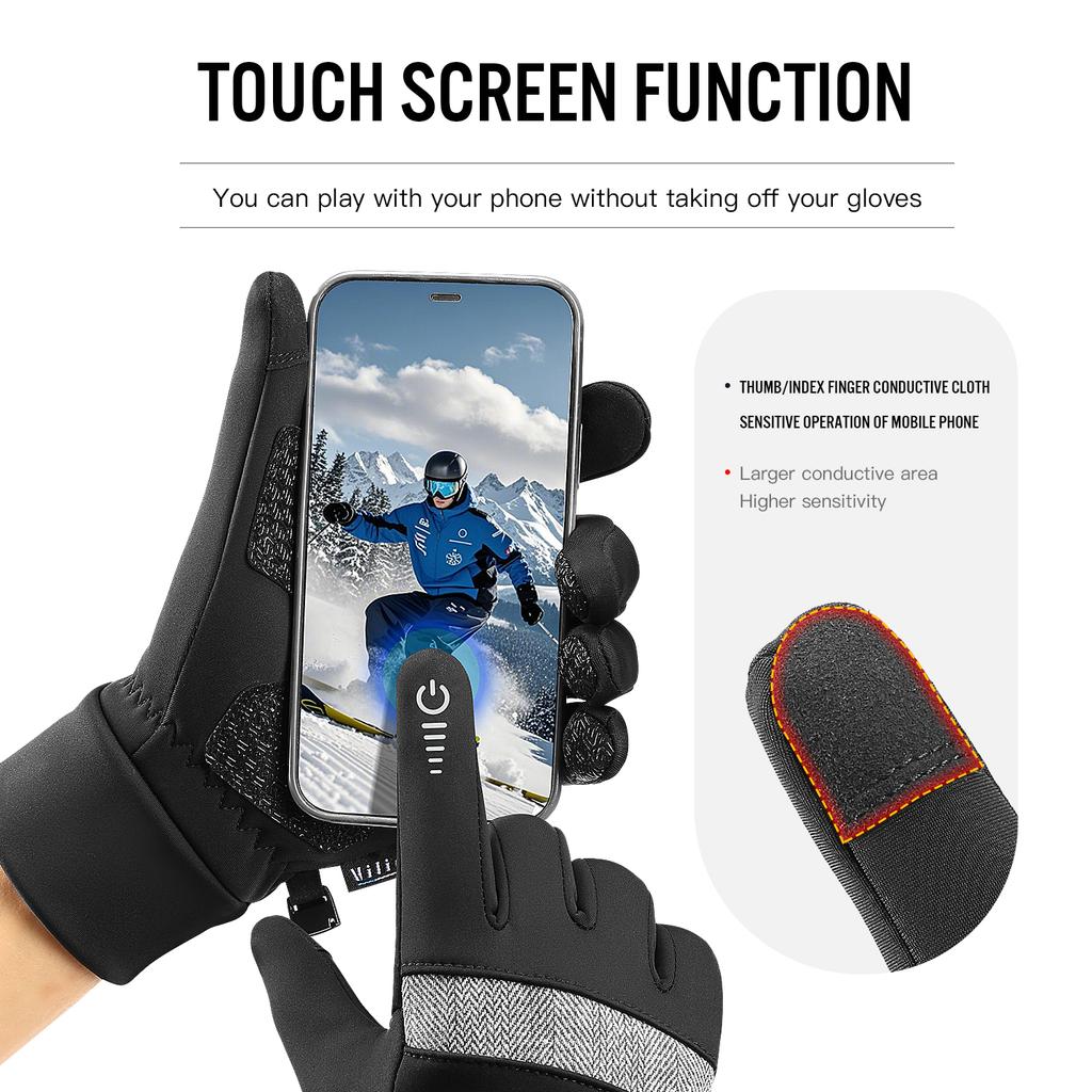 Vilico Cycling Fitness Gloves With Fleece For Spring Autumn Winter Cold Resistance  Touch Screen Gloves Reflective Strip Design