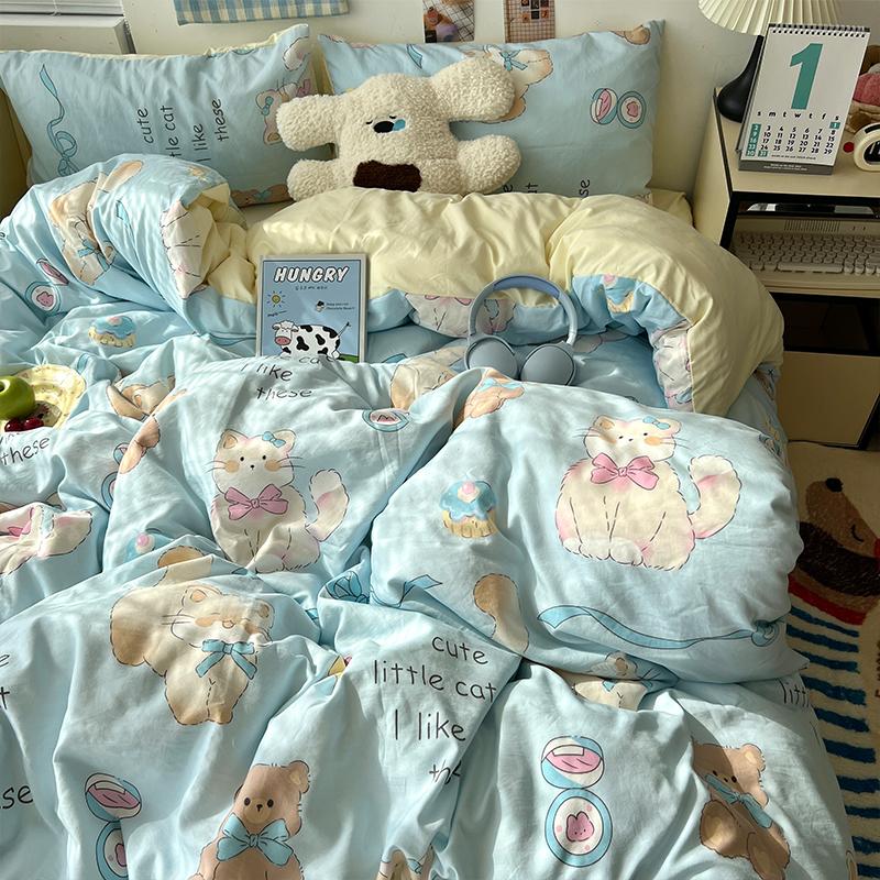 New Soft Skin-friendly Bedding Set Comfortable Breathable Duvet Cover Set with Sheet Single Double Quilt Cover and Pillowcases