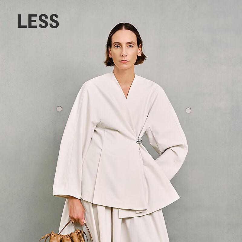 Less 2025 Spring Long Sleeve Collarless A-Line Jacket