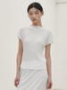 NOUVE Pleated Mock Neck T-Shirt - White