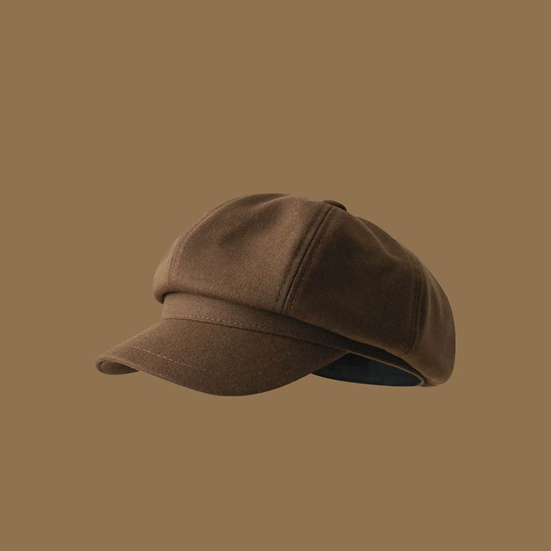 Women Solid Color Beret Cap Autumn Winter Warm Octagonal Newsboy Artist Cap Elegant Lady Outdoor Windproof Painter Peaked Hat