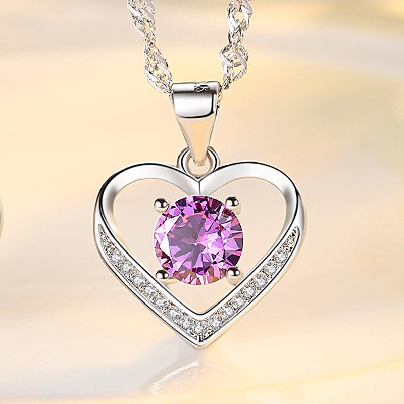 Ewige Liebe Romantischer Herz-Anhänger Halskette - Valentinstagsgeschenk für Frauen, Personalisierbarer Schmuck