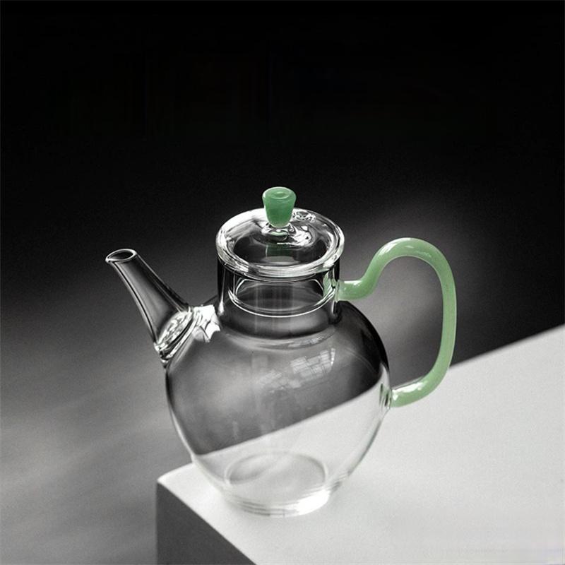 210ml High Borosilicate Small Glass Teapot Heat Resistance Tea Kettle Teaware Fruit Flower Kung Fu Tea Set Tea Brewing Tea Set
