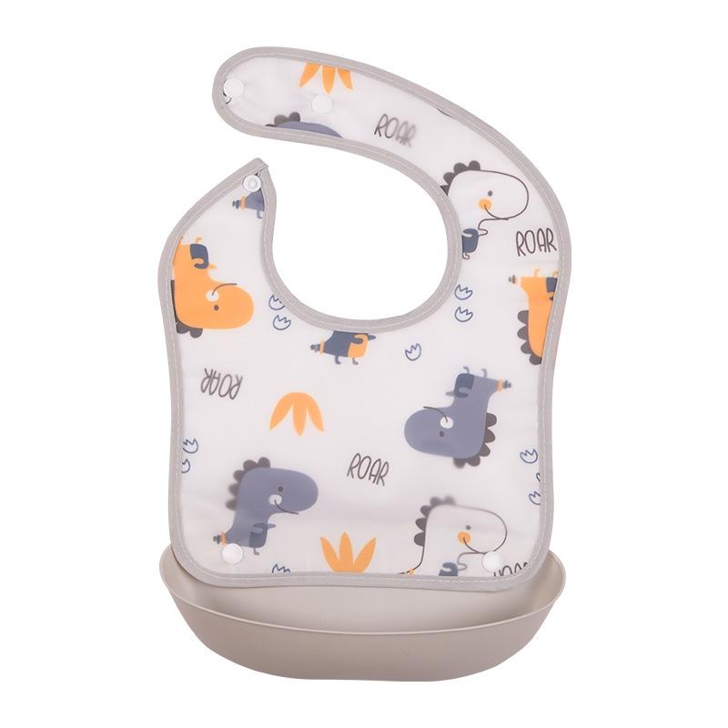 

Детский съемный нагрудник для кормления с карманом для риса, имитация силикона, водонепроницаемые нагрудники для мальчиков и девочек, детская ткань для отрыжки, регулируемая с рисунком серый