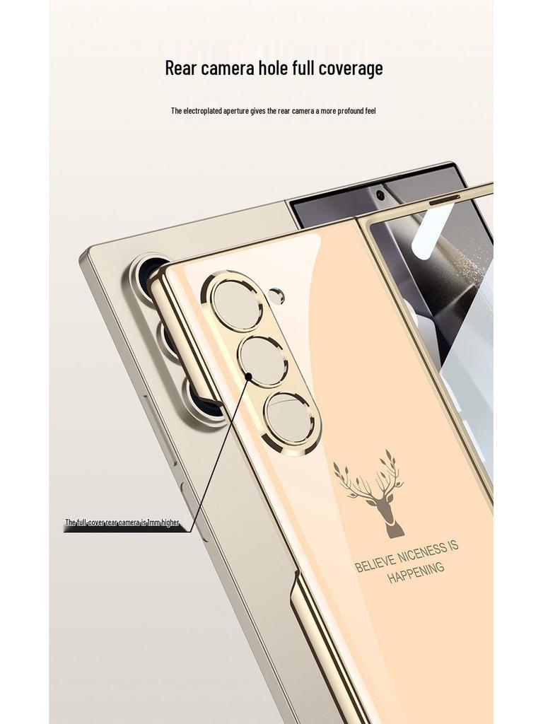 Kompatible Samsung Z Fold6 Falthandyhülle mit bemaltem Glas, HD-Schutz und integrierter Klapphülle.