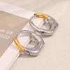 MamacitaSlay 316L Stainless Steel Double Color Irregular Hoop Earrings Party Waterproof Jewelry Women's 18K Gold Plated Earrings