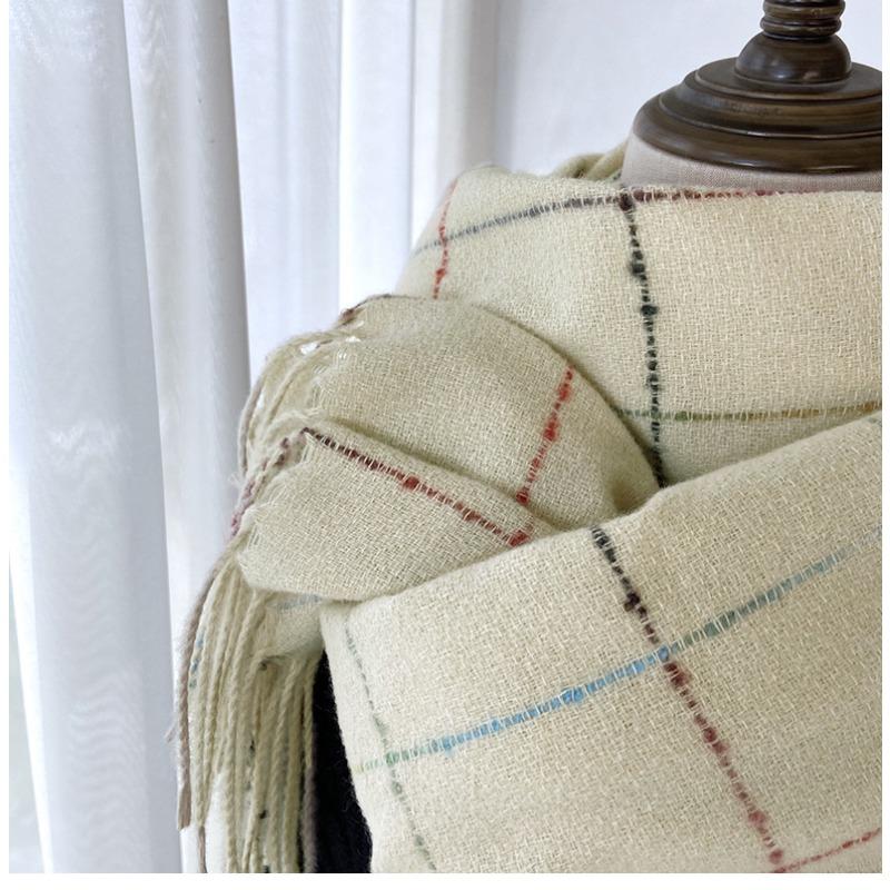 Plaid Scarf Women's Autumn and Winter New Fringed Shawl Fashion Imitation Cashmere Warm Scarf
