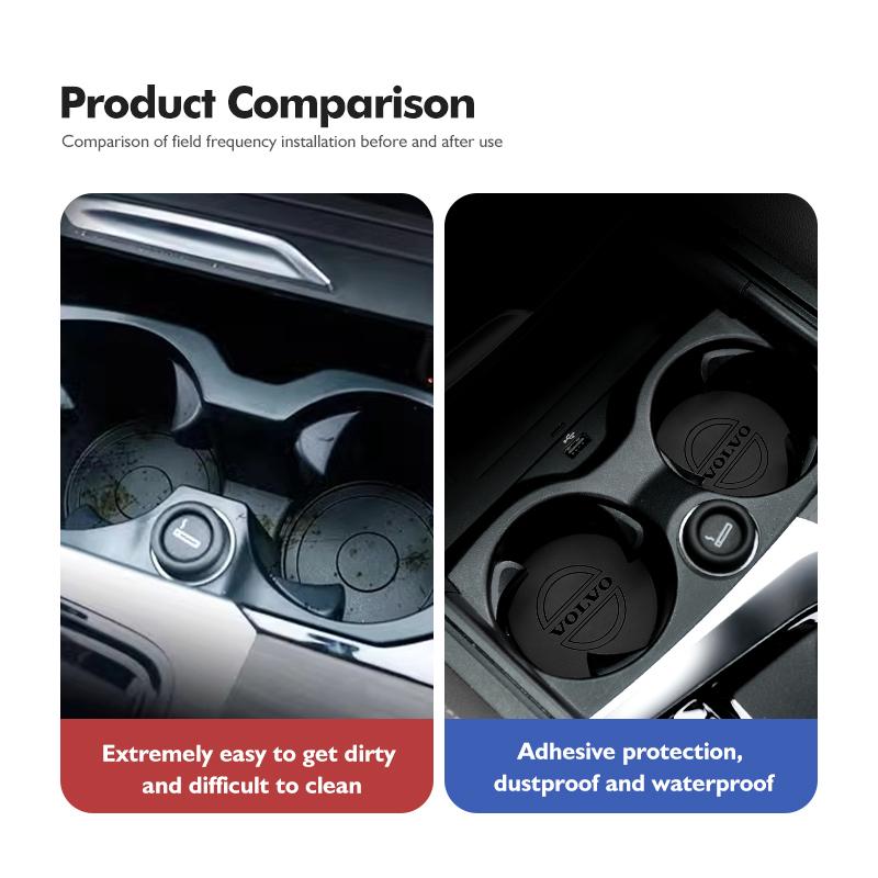 2pcs Suede Car Coaster Water Cup Drink Holder Mat Anti-Slip Pad For Volvo XC60 XC90 S60 S80 V60 C70 S40 C30 V90 V60 C40 XC40 V70