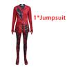 Movie Cosplay Costume Women's Red And Black Punk-style Jumpsuit With Cool 3d Digital Print Patterns For Halloween Costumes