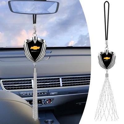 3D Metal Logo Badge Car Rear View Mirror Pendant Ornament For Spark Silverado Trailblazer Cruze Captiva Lacetti Aveo
