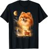 Pomeranian heult den Mond an Vintage Mystische Hunde Kunst T-Shirt unisex T-Shirt