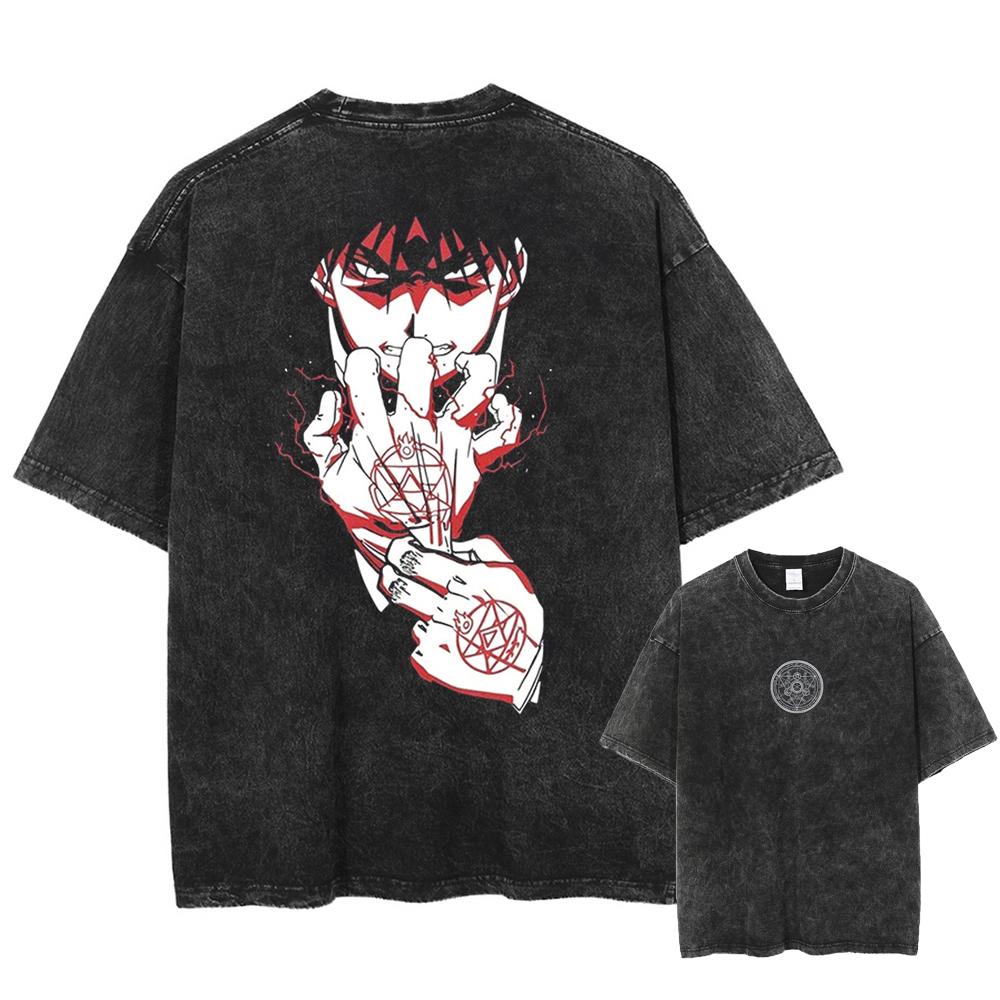 

Горячее Аниме Стальной Алхимик Рой Мустанг Крутой Принт Футболка Мужская Женская Свободная Футболка Манга Футболка Харадзюку Хлопковая Футболка с Вареным Эффектом 4XL