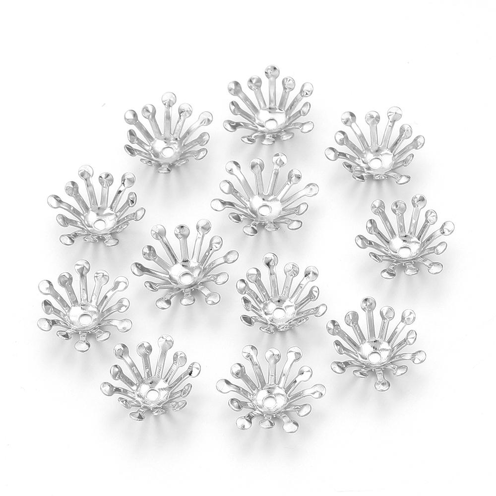 100pcs 13mm Flower Bead Caps Metal Iron Spacer Beads End Caps For Jewelry Making DIY Bracelets Necklace Decoration Accessories