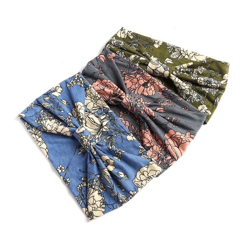 Damen Boho Stirnbänder Baumwolle Breite Turban Headwraps Rutschfeste Stretch Spa Haarbänder Workout Yoga Stirnbänder Bandage Running Bandana Haarschmuck