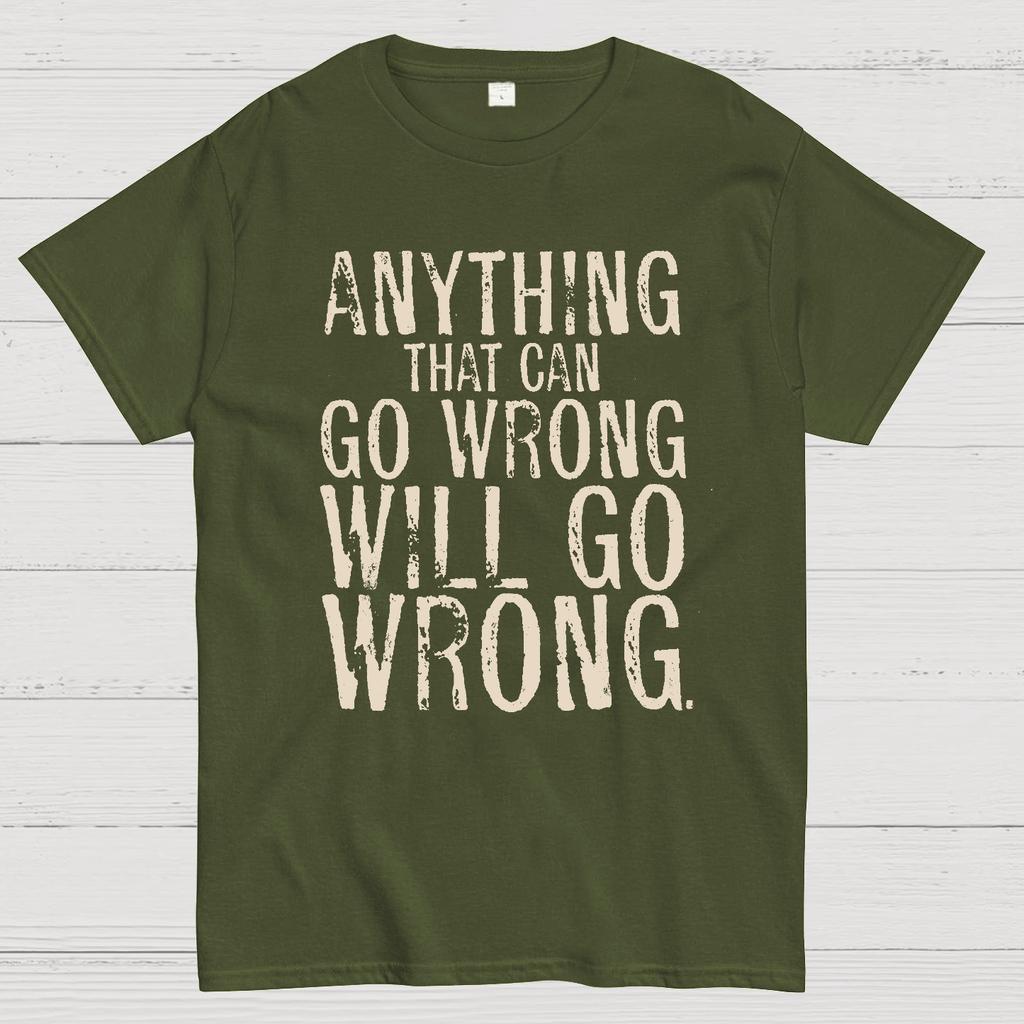 Anyting That Can Go Wrong Will Go Wrong Science Murphy's Law Print Cotton Summer Casual Cool Loose T-Shirt