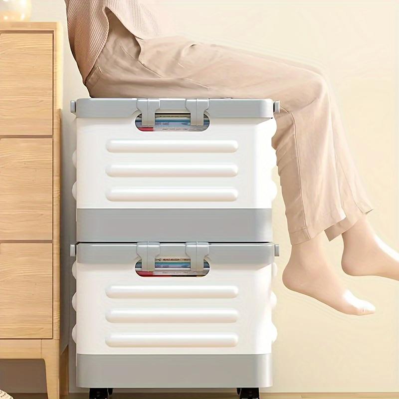 1 coș de depozitare pliabil cu capac, organizator diverse, cutie de depozitare de uz casnic pentru frigider, baie, dormitor, picnic