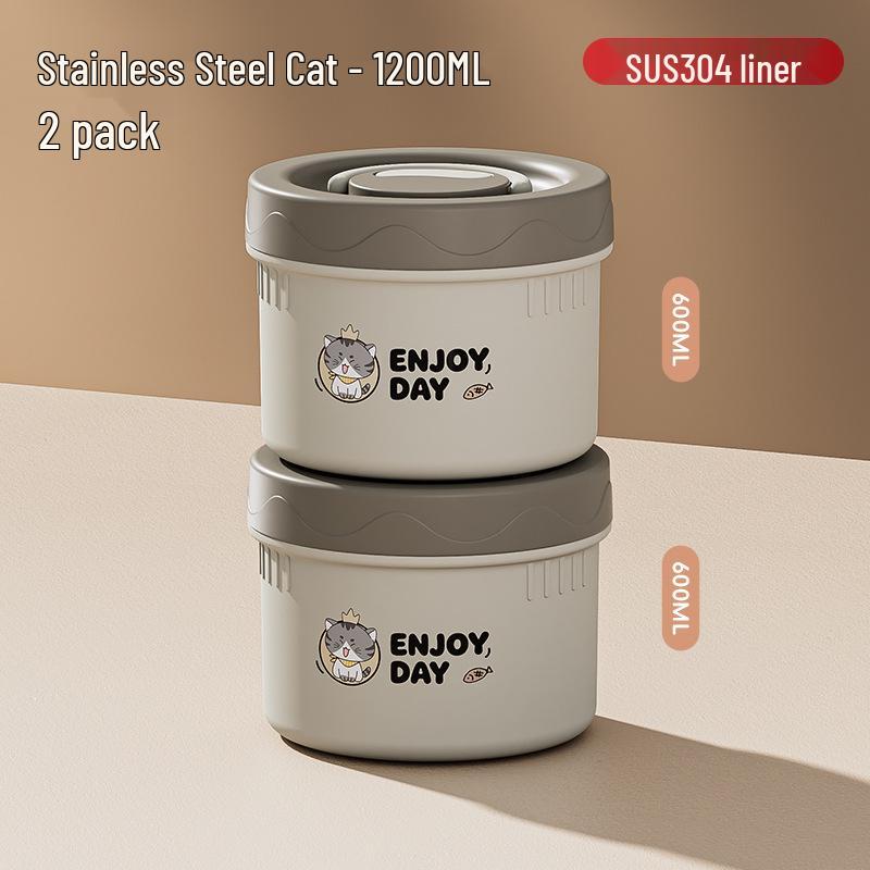 304 Stainless Steel Insulated Japanese-Style Bento Lunch Box - Microwaveable for Office Workers and Students