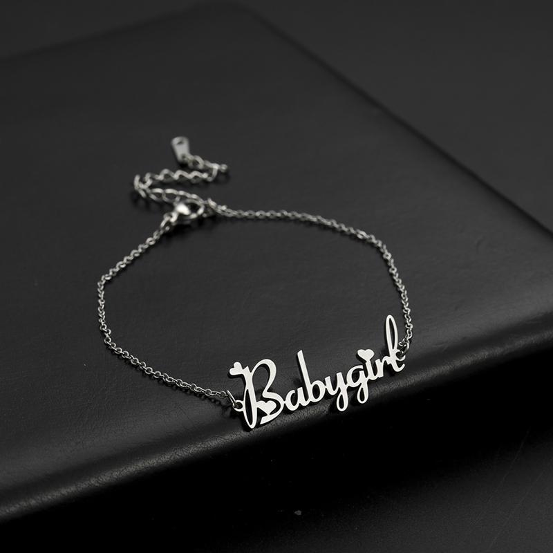 Lemegeton Custom Name Bracelet For Women Personalized Stainless Steel Charm Crown Heart Bracelet Jewelry For Girls Boy Gifts